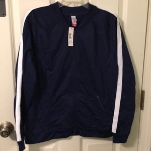 New Navy & White Track Athletic Leisure Jacket L